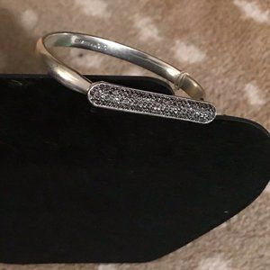 Lucky Brand Silver-Tone Pave Bar Bangle Bracelet